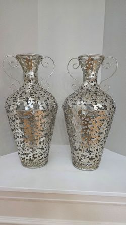 2 Silver Decor Vases