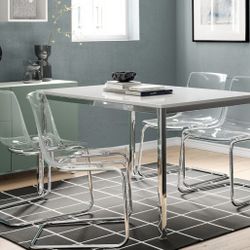 Table, chrome plated/high gloss white, 53 1/8x33 1/2 "