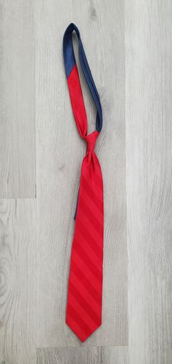 Men's Red & Navy Blue Two-Tone Necktie Satin Diagonal Stripe Classic Tie