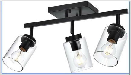 3 Light Black Wall Sconces Bathroom Vanity Lighting Fixture with Clear Glass Shade Classic Spotlight Fixture with Rotatable Light Head Metal Ceiling L