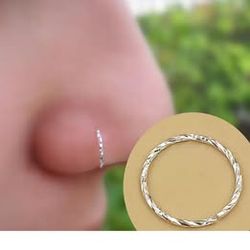 Sterling Silver 925 Sexy Twisted Nose Loop Hoop Ships USA