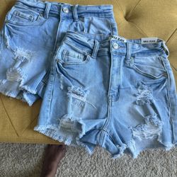 Blue Denim Shorts And Whit Bermuda Shorts
