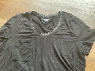 DKNY Grey  t-shirt with glittery trim with a pocket on the front . Size Large