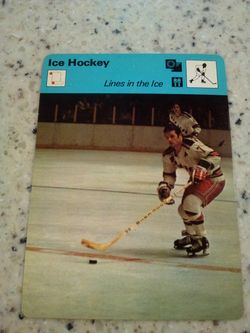Vintage 1978 sportscaster hockey/ lines in the ice/ Olympic collector card # 33-03