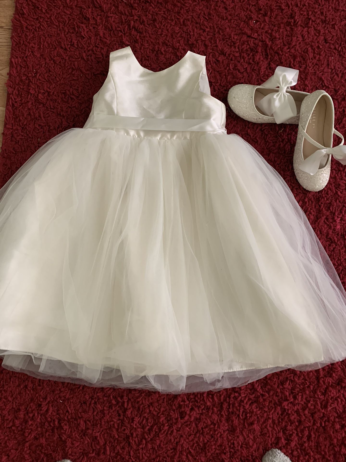 Ivory flower girl dress and shoes
