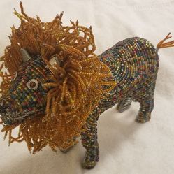 Multi-Colored Decorative Beaded Lion