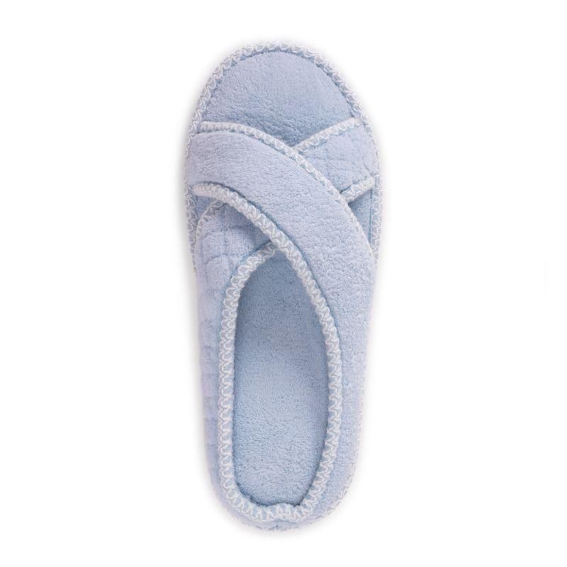 Muk Luks Women's Ada Crossband Slipper, Freesia Blue, L (9-10)
