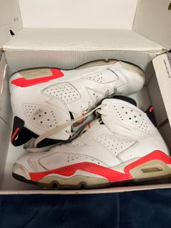 Air Jordan 6 Retro White Infrared Sneakers Sz 10