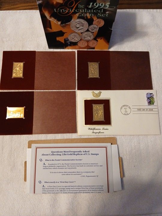 The 1995 Uncirculated Coin Set & Gold Stamps