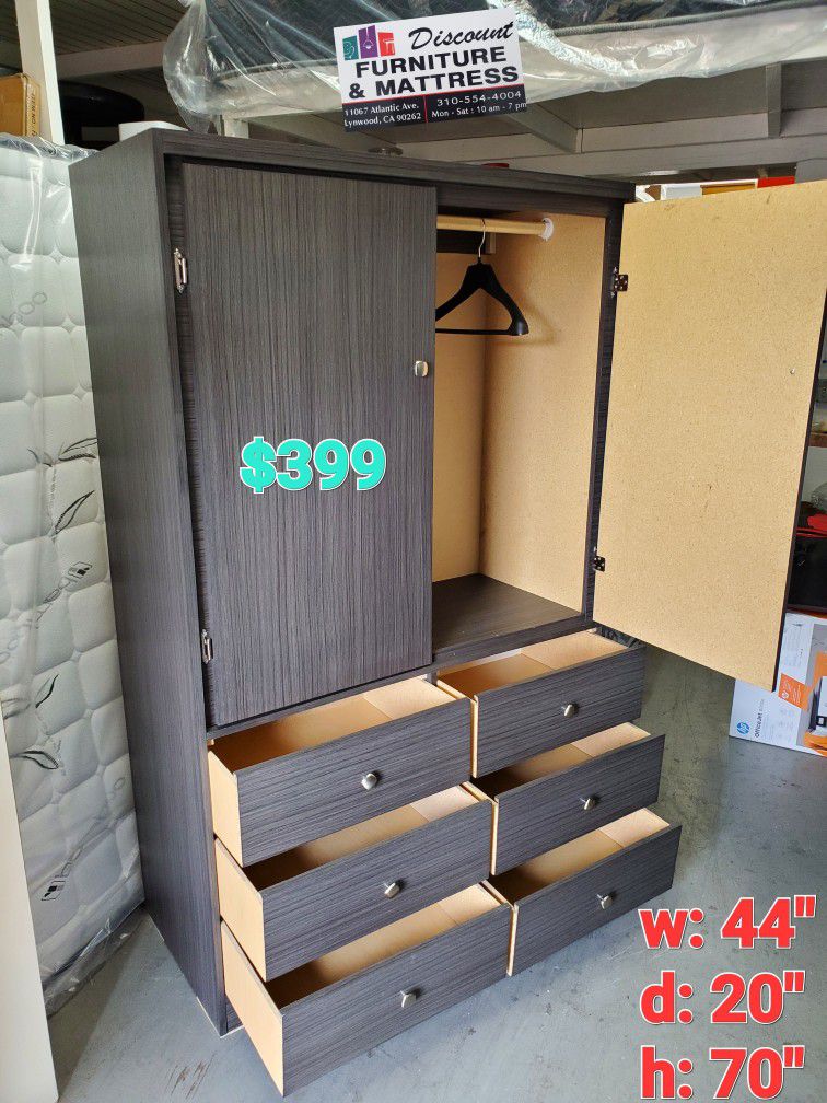 New Tall Large Jumbo Grey Wardrobe Closet Cabinet With Many Drawers Available In Other Colors 