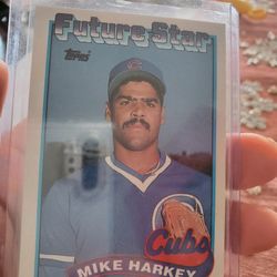 Chicago Cubs Duo Errors Mike Harkey '89 Topps Rookies Baseball Cards 