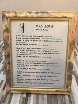 Fun framed "man song".