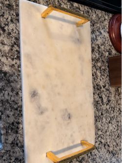 Marble cutting board with a handle — white stone board