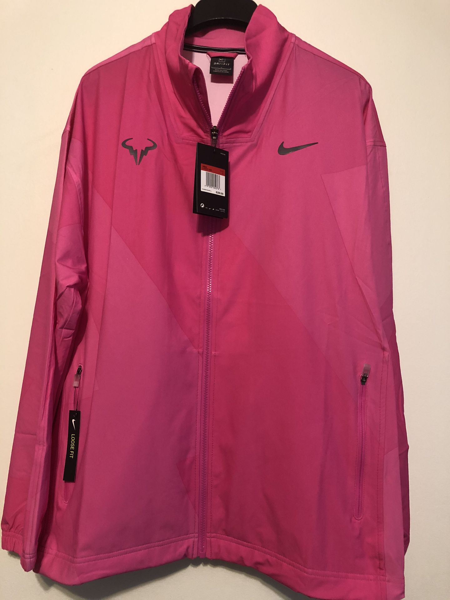 Nike Court Rafa Full Zip Jacket Men's Pink Black Sz Large 2019 AJ8257-686 NWT