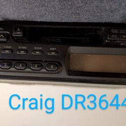 Vintage Craig AM/FM Stereo Cassette DR3644 Detachable Removable Face Plate, 6 Channels. Super Nice.