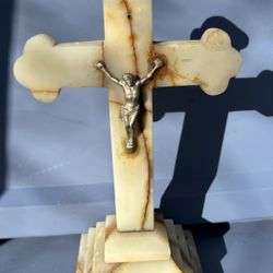 Marble Stone Cross Religious Statue