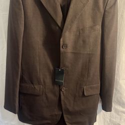 Men’s Wool 2 Piece Suit New With Tags By Broccolini Collection Jacket Size: 44L/Waist Size 38