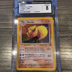 CGC 8 NM/MINT Flareon 1999 Jungle 3/64 Holo Pokemon Card psa 