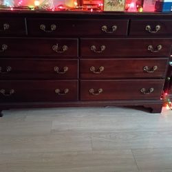 2Long Dresser ,China Cabinet,And Queen Size Bed for Sale .Bed Has Frame, Box Spring ,And Mattress 