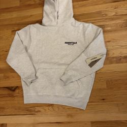 Fear of god essential hoodie gray (light oatmeal) size medium