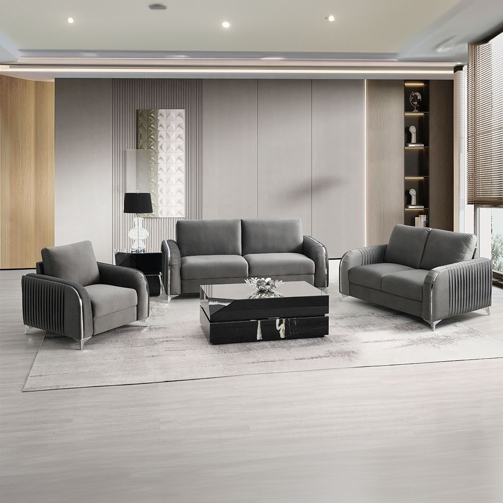 3PC Wenona Living Room Set (2 Colors Gray Or Blue)