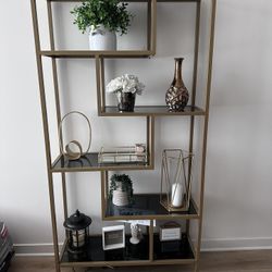 Contemporary Gold Metal Bookshelf
