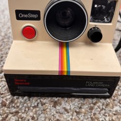 Vintage Original Polaroid SX-70 OneStep White Rainbow Stripe Land Camera 
