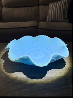 Fenton Frosted Ice Blue Glass Bowl