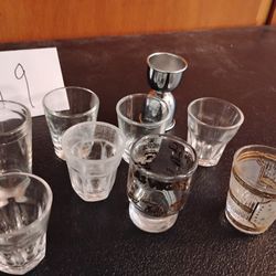 Estate Sale Vintage Glassware ( Set Of  8 Random Shot glasses)