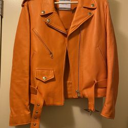 Moschino - Bike Leather Jacket - Orange - Jack’o’lantern Back Cut Out