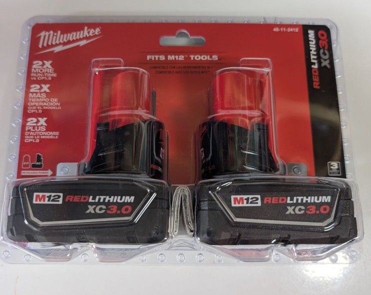 Pair Of Milwaukee M12 XC 3.0 Batteries