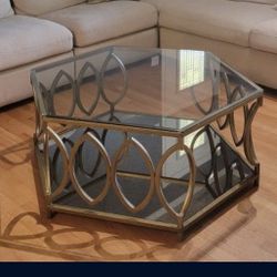 Gold Hexagon Glass Table