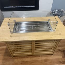 BRAND NEW TEAK FIRE PIT TABLE