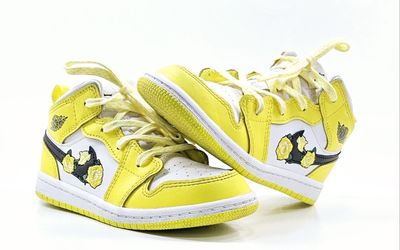 Nike Air Jordan Yellow Floral White AV5172-700 Kids US Size 9C 