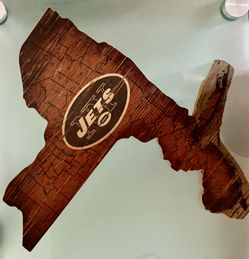 NEW YORK JETS DISTRESSED STATE 24 INCH SIGN