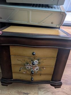 Sturdy wooden jewelry box with mirror!