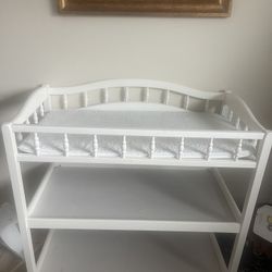 White Wood Changing Table And Rocking Horse 