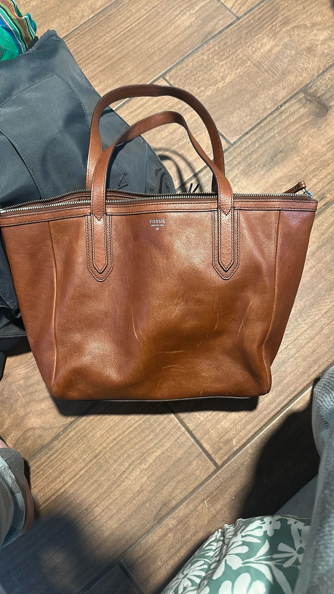 Fossil Brown Leather Tote Bag