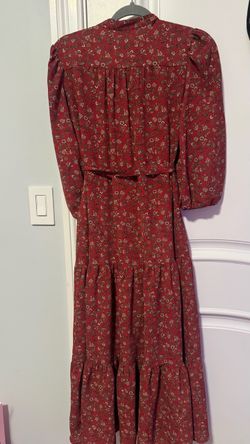 Max Studio Red Floral Tiered Midi Dress — Size S