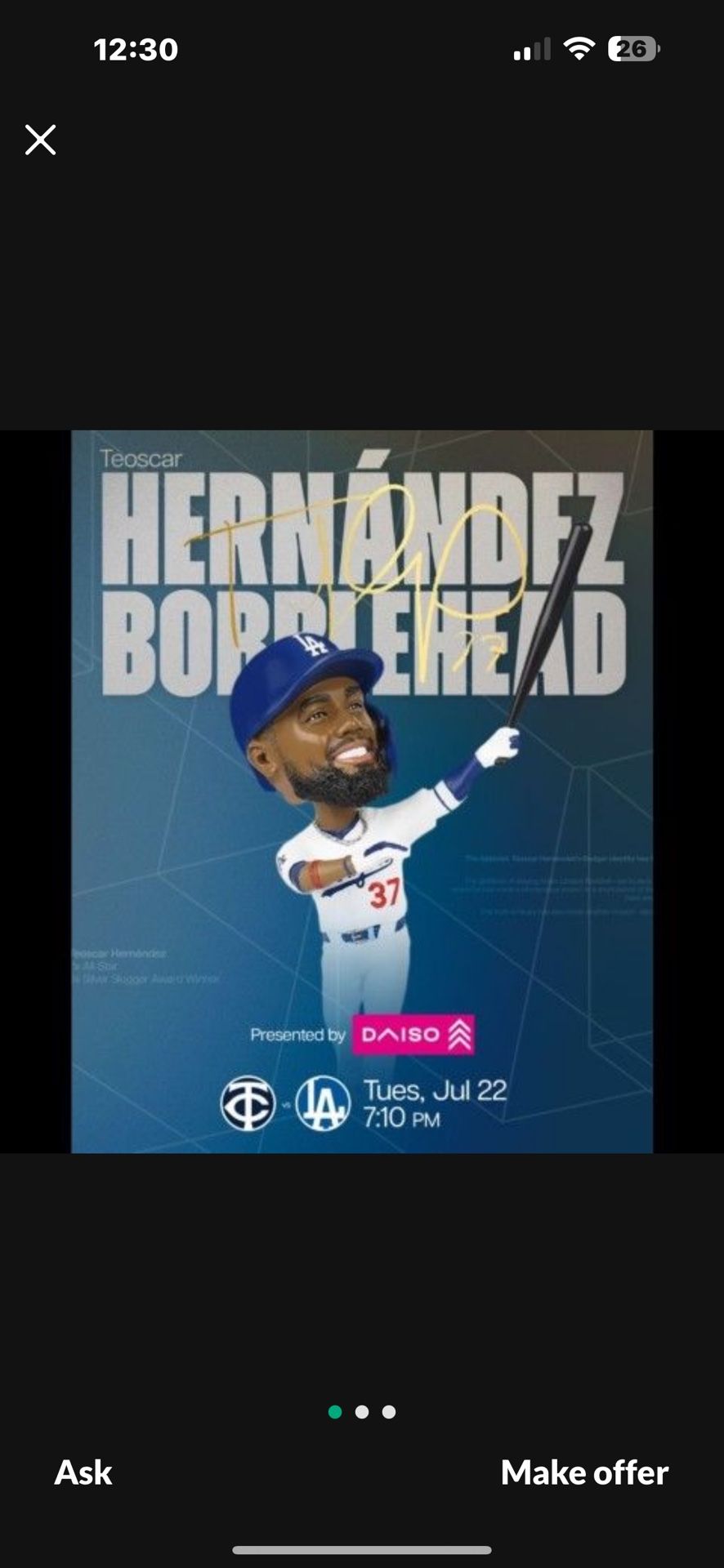Dodgers Field Tickets For Teoscar Hernandez Bobblehead