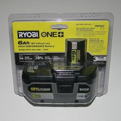 * NEW IN BOX * Ryobi One+ 18v Battery - 6.0ah HP (High Performance) [PBP007]
 (30% Off)