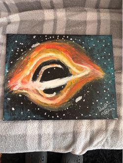 BLACK HOLE PAINTING WITH FAKE RHINESTONES