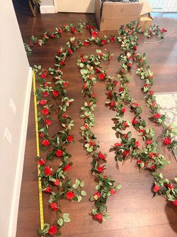 Artificial Red Rose Garland Vine and petals