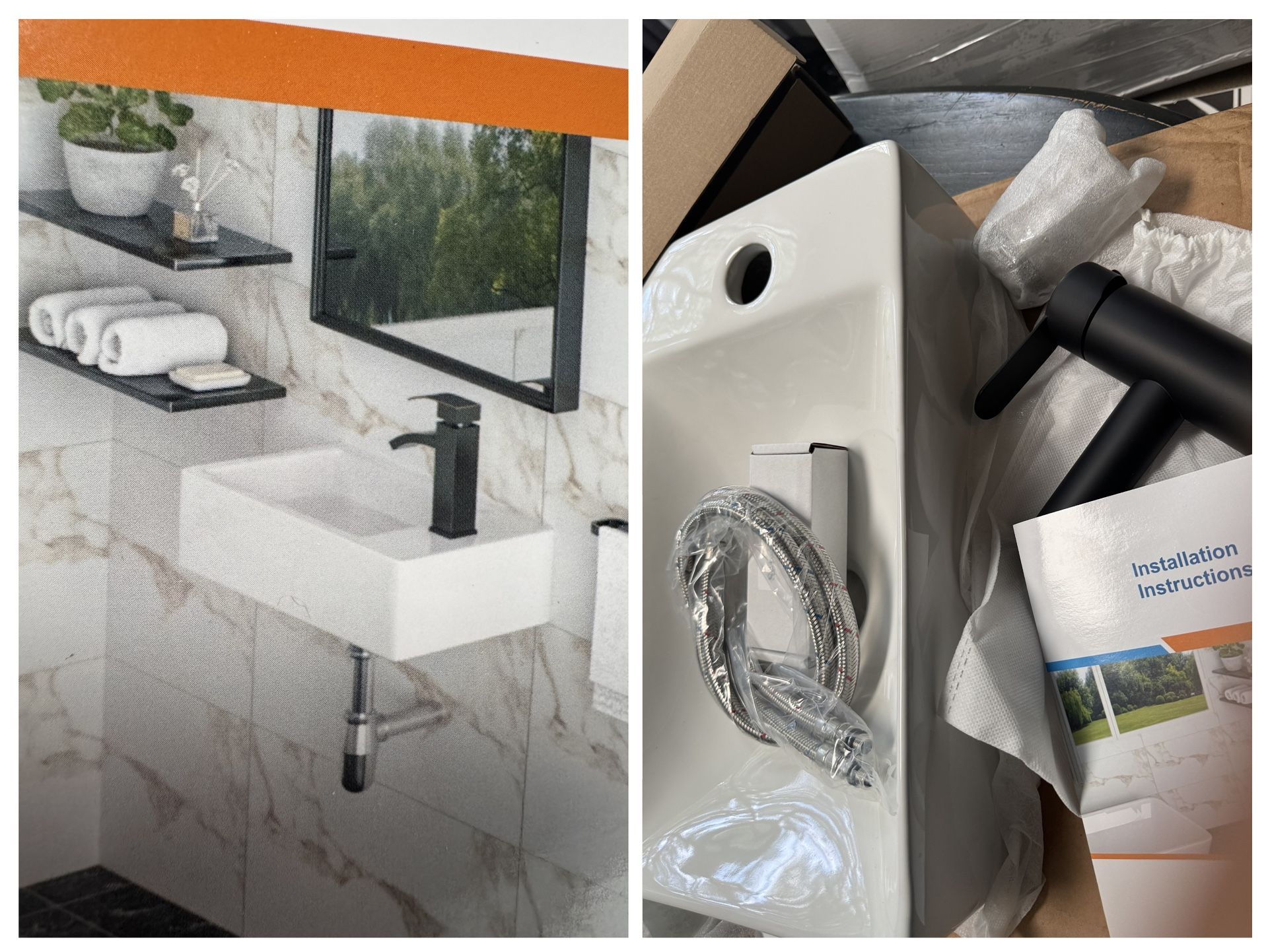 9x15 White Ceramic Wall-Mounted Sink – Space-Saving Bathroom Fixture”