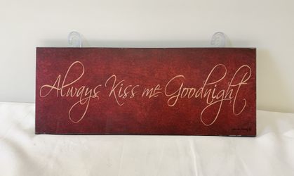 New Always Kiss Me Good Night Goodnight Wall Hanging Wooded Plaque Sign Room Bedroom 