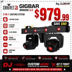 Chauvet DJ GigBAR Bridge ILS LED Moving Heads & Wash Effect Lighting System Carrying Case 🚨 Payment Options Available 🚨 No Credit Needed 🚨