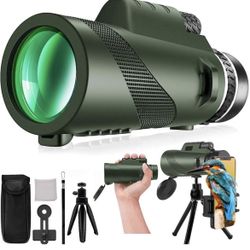 80x100 High Power Monocular Telescope for Smartphone with Tripod