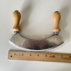 Rost Frei Edelstahl W. Germany Stainless Double Blade Chopper Wood Handle 6-3/4”