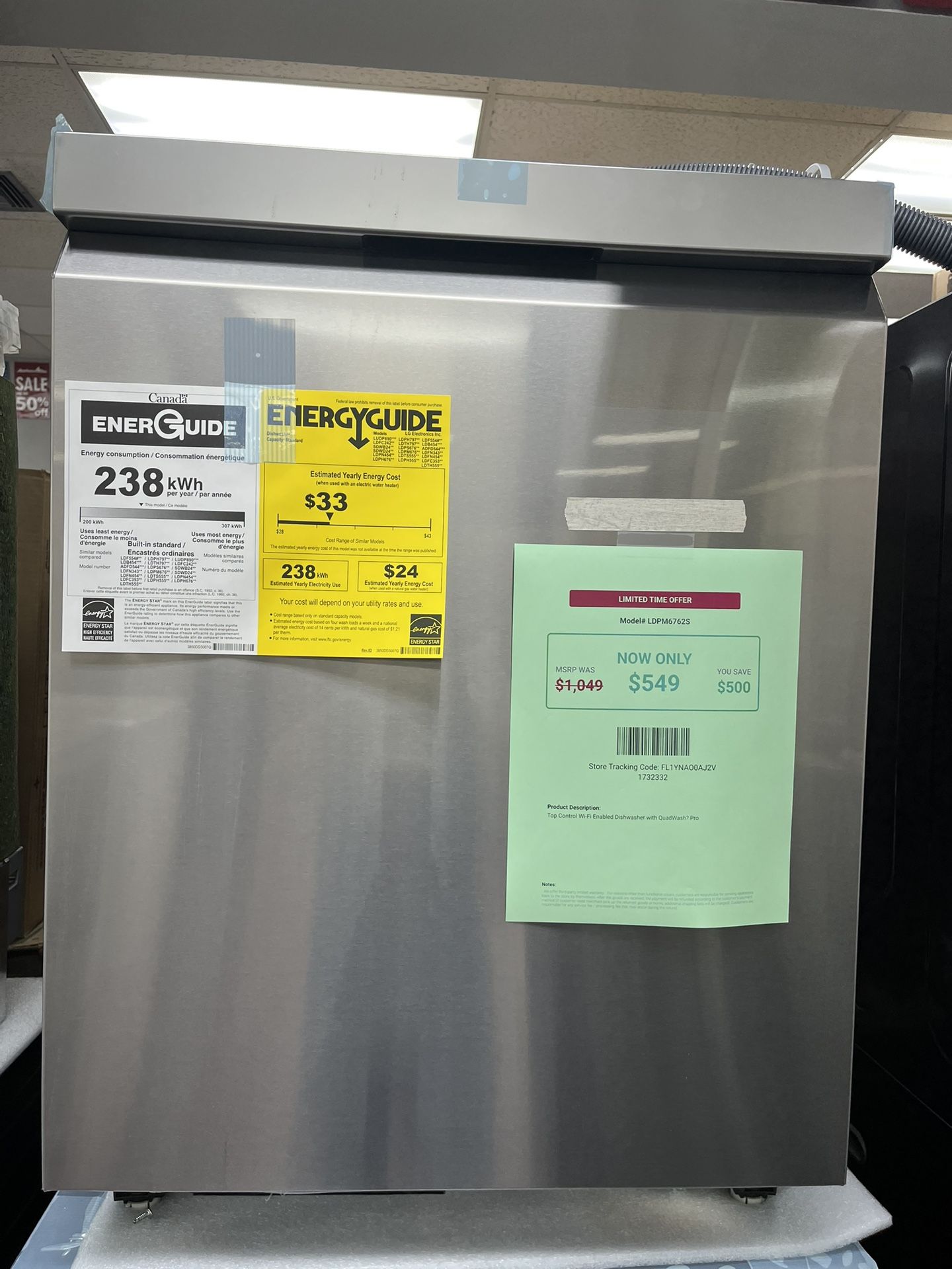 Dishwasher 24’ Stainless Steel LG lavaplatos