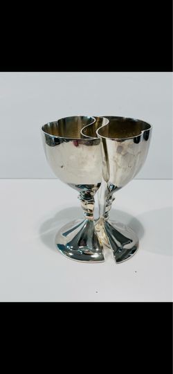 Vintage Goblet Hordon 2 Pieces Silver Plated Wedding Anniversary Heart Chalice 5” Tall. Vintage Horton Silverplate chalice is in very good condition, 